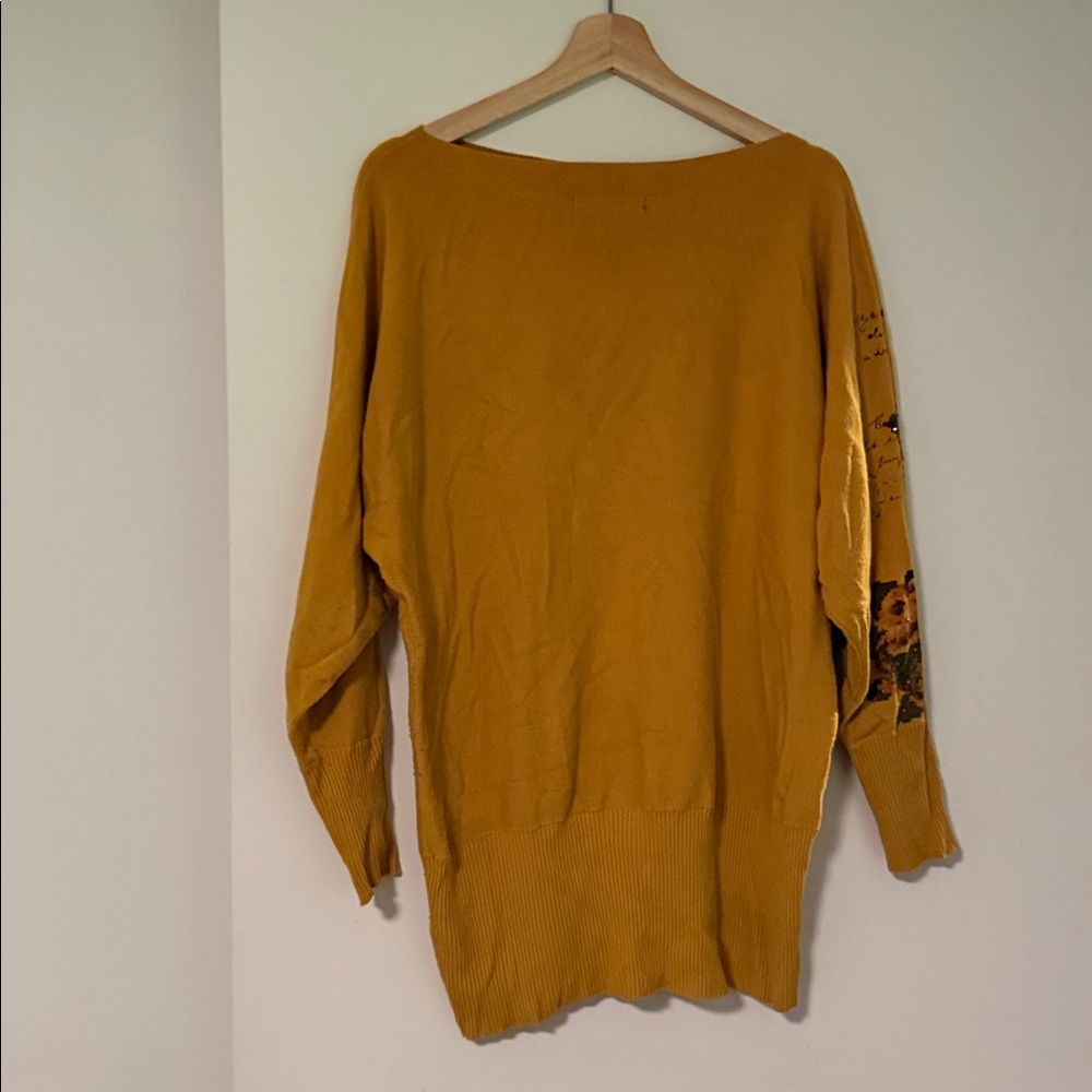 Floral Mustard Yellow Sweater - Picture 2 of 2